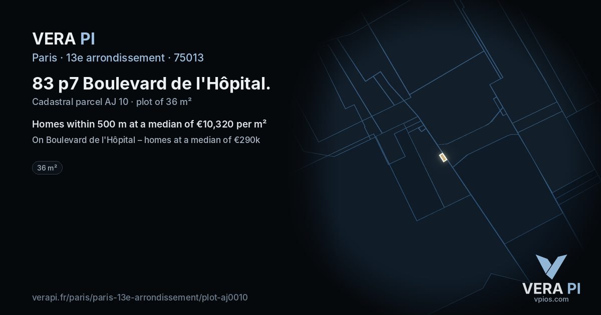 83 p7 Boulevard de l'Hôpital, 13e arrondissement at night – the plot lit, the parcels around coloured by the prices near them