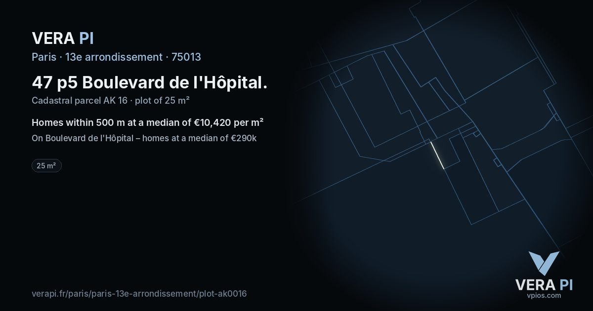 47 p5 Boulevard de l'Hôpital, 13e arrondissement at night – the plot lit, the parcels around coloured by the prices near them