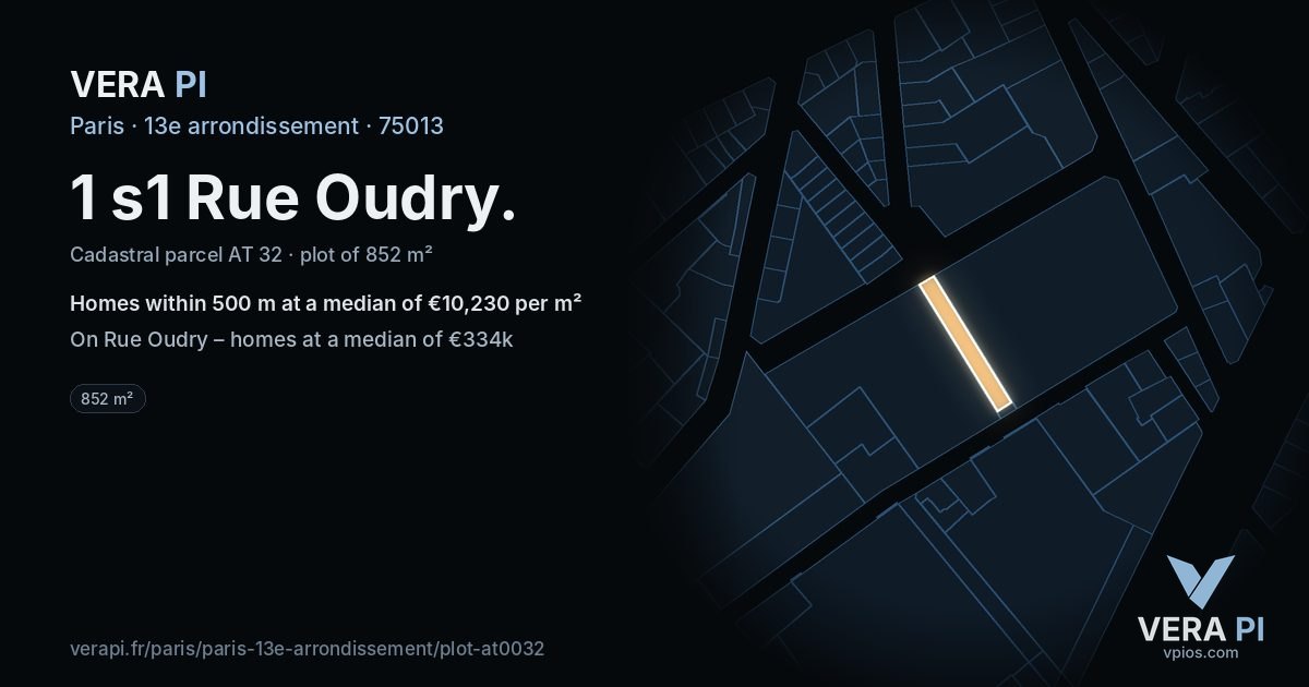 1 s1 Rue Oudry, 13e arrondissement at night – the plot lit, the parcels around coloured by the prices near them