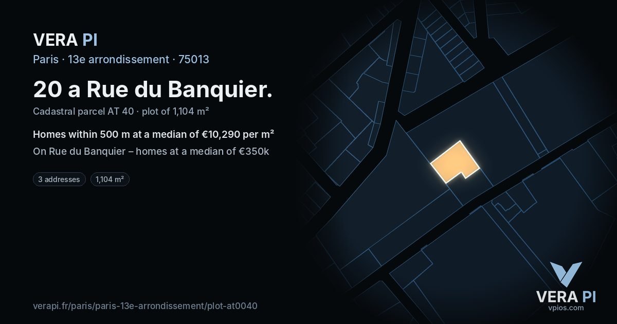 20 a Rue du Banquier, 13e arrondissement at night – the plot lit, the parcels around coloured by the prices near them