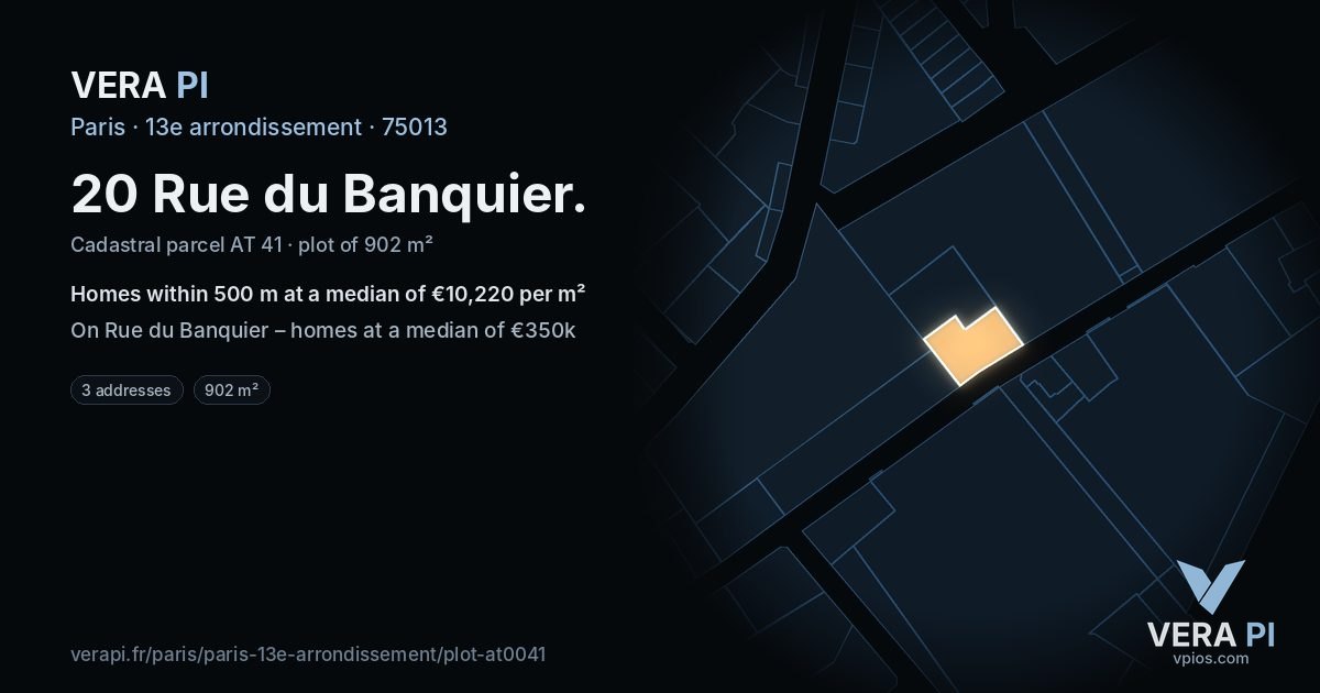 20 Rue du Banquier, 13e arrondissement at night – the plot lit, the parcels around coloured by the prices near them
