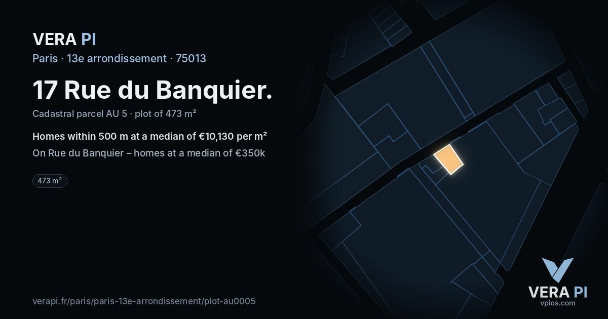 17 Rue du Banquier, 13e arrondissement at night – the plot lit, the parcels around coloured by the prices near them