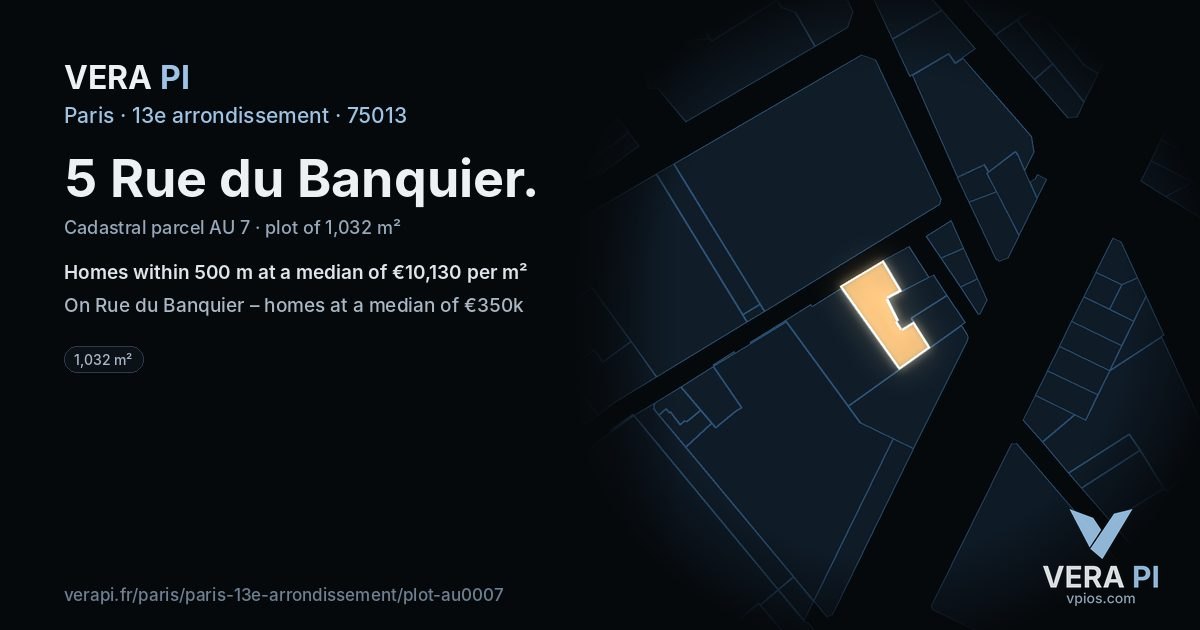 5 Rue du Banquier, 13e arrondissement at night – the plot lit, the parcels around coloured by the prices near them