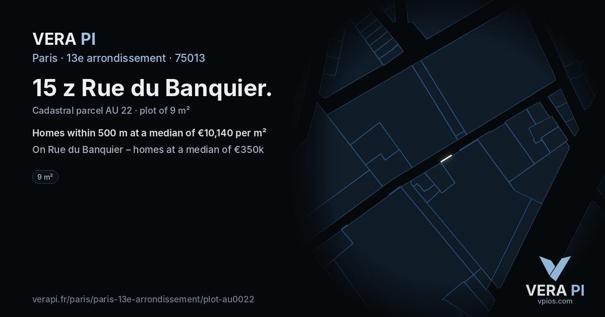 15 z Rue du Banquier, 13e arrondissement at night – the plot lit, the parcels around coloured by the prices near them