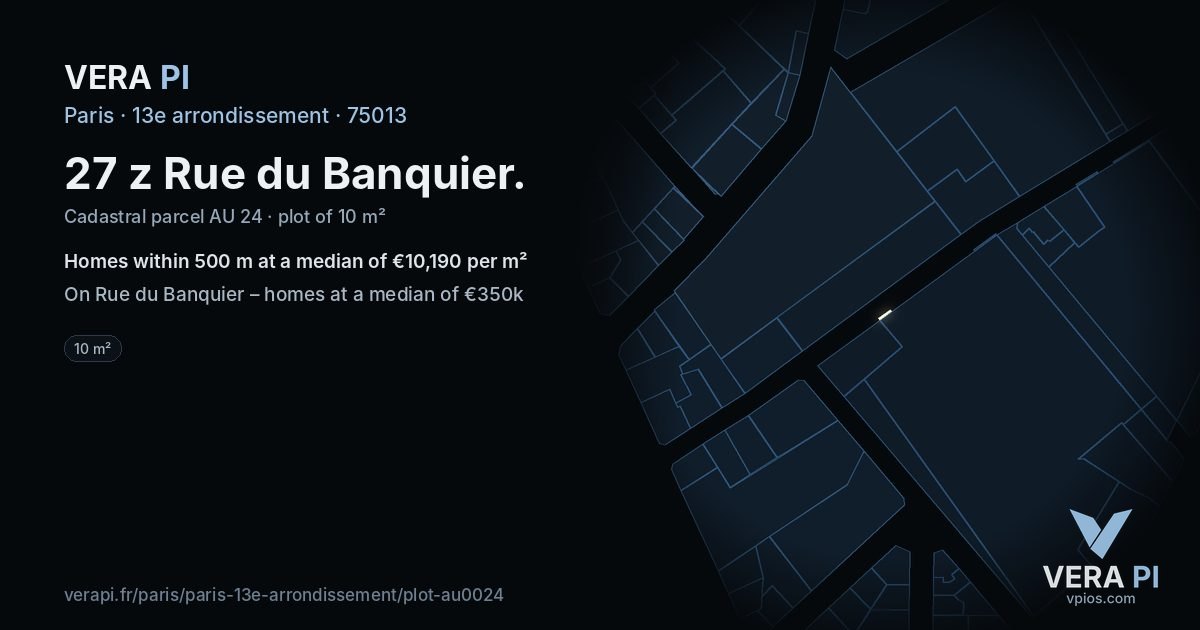 27 z Rue du Banquier, 13e arrondissement at night – the plot lit, the parcels around coloured by the prices near them