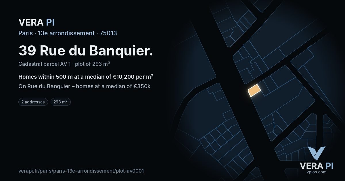 39 Rue du Banquier, 13e arrondissement at night – the plot lit, the parcels around coloured by the prices near them