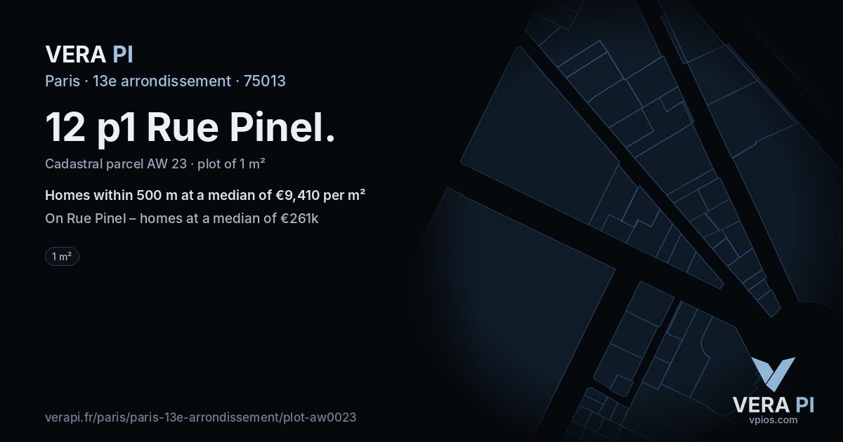 12 p1 Rue Pinel, 13e arrondissement at night – the plot lit, the parcels around coloured by the prices near them