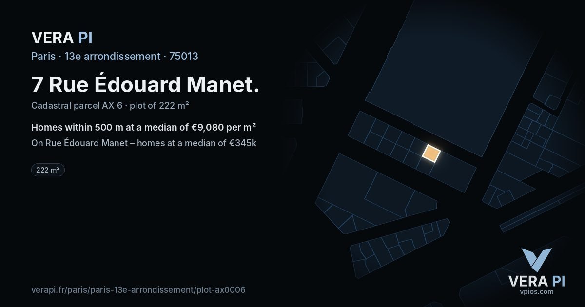 7 Rue Édouard Manet, 13e arrondissement at night – the plot lit, the parcels around coloured by the prices near them