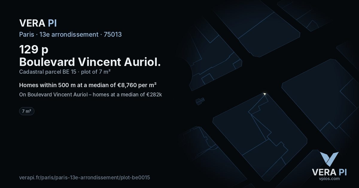 129 p Boulevard Vincent Auriol, 13e arrondissement at night – the plot lit, the parcels around coloured by the prices near them