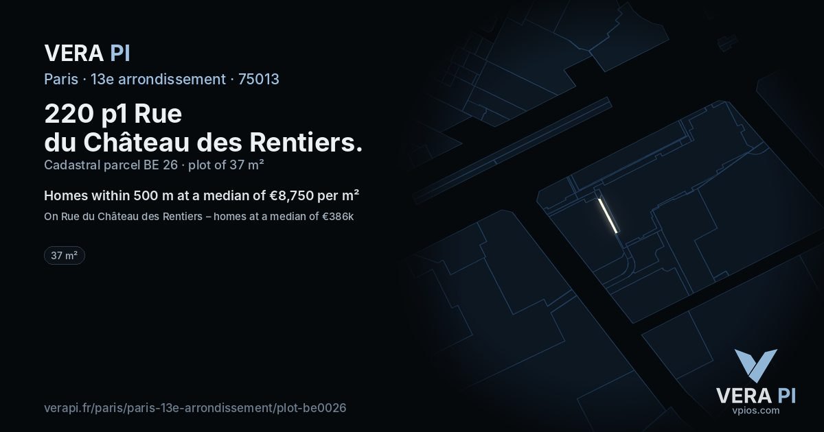 220 p1 Rue du Château des Rentiers, 13e arrondissement at night – the plot lit, the parcels around coloured by the prices near them