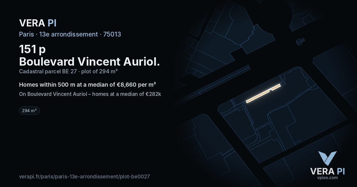 151 p Boulevard Vincent Auriol, 13e arrondissement at night – the plot lit, the parcels around coloured by the prices near them