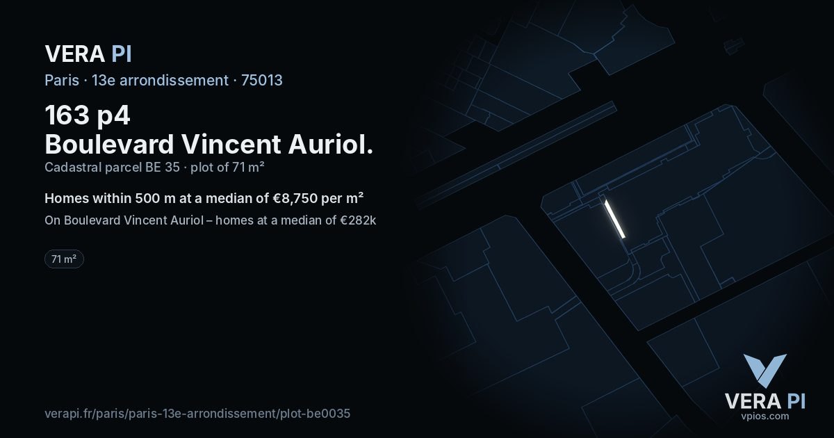 163 p4 Boulevard Vincent Auriol, 13e arrondissement at night – the plot lit, the parcels around coloured by the prices near them