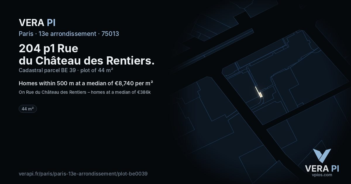 204 p1 Rue du Château des Rentiers, 13e arrondissement at night – the plot lit, the parcels around coloured by the prices near them