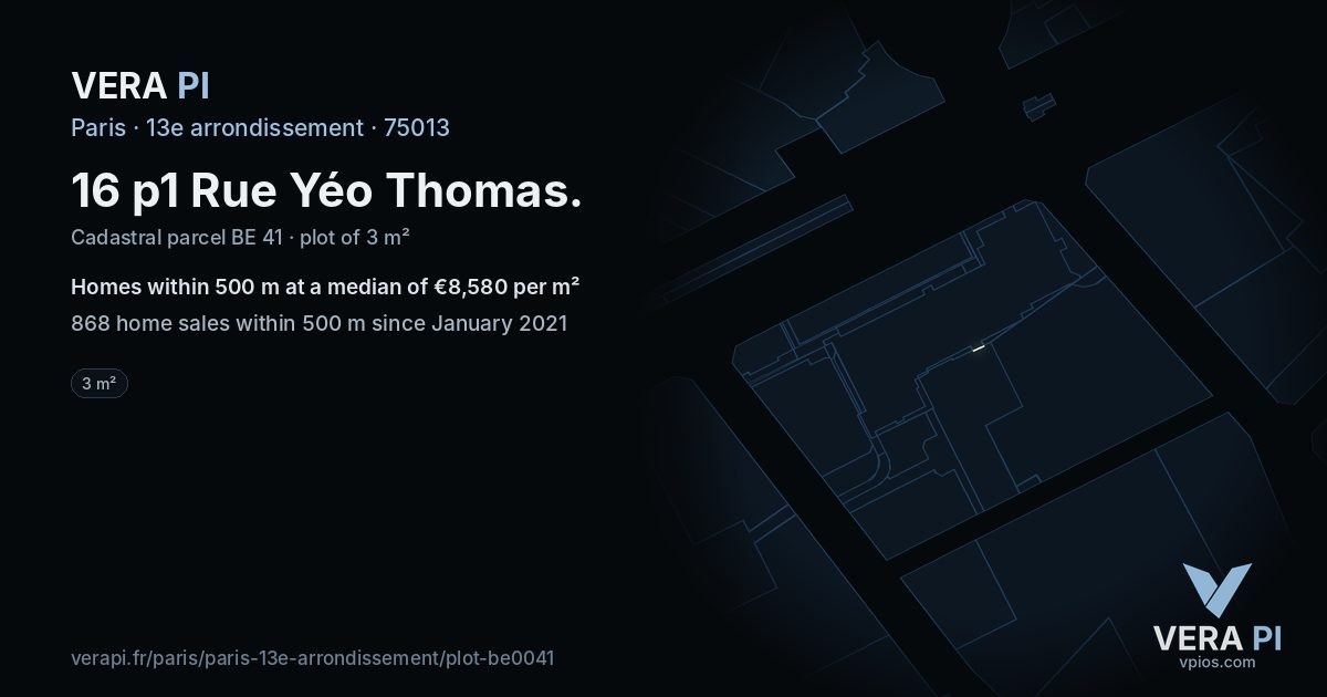 16 p1 Rue Yéo Thomas, 13e arrondissement at night – the plot lit, the parcels around coloured by the prices near them