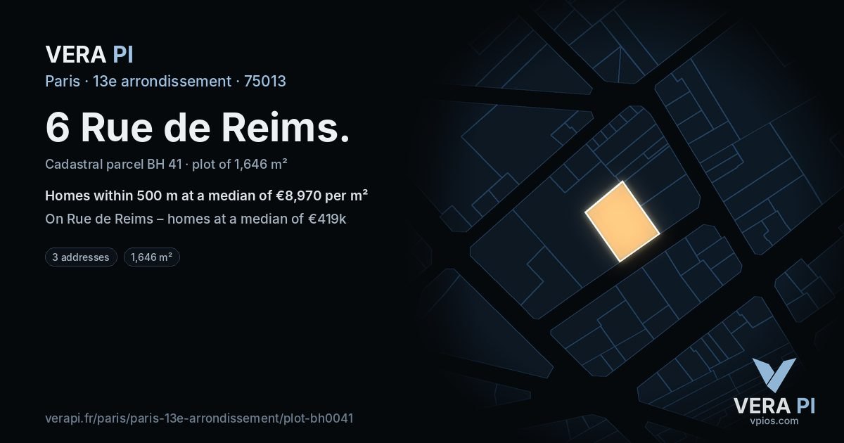 6 Rue de Reims, 13e arrondissement at night – the plot lit, the parcels around coloured by the prices near them