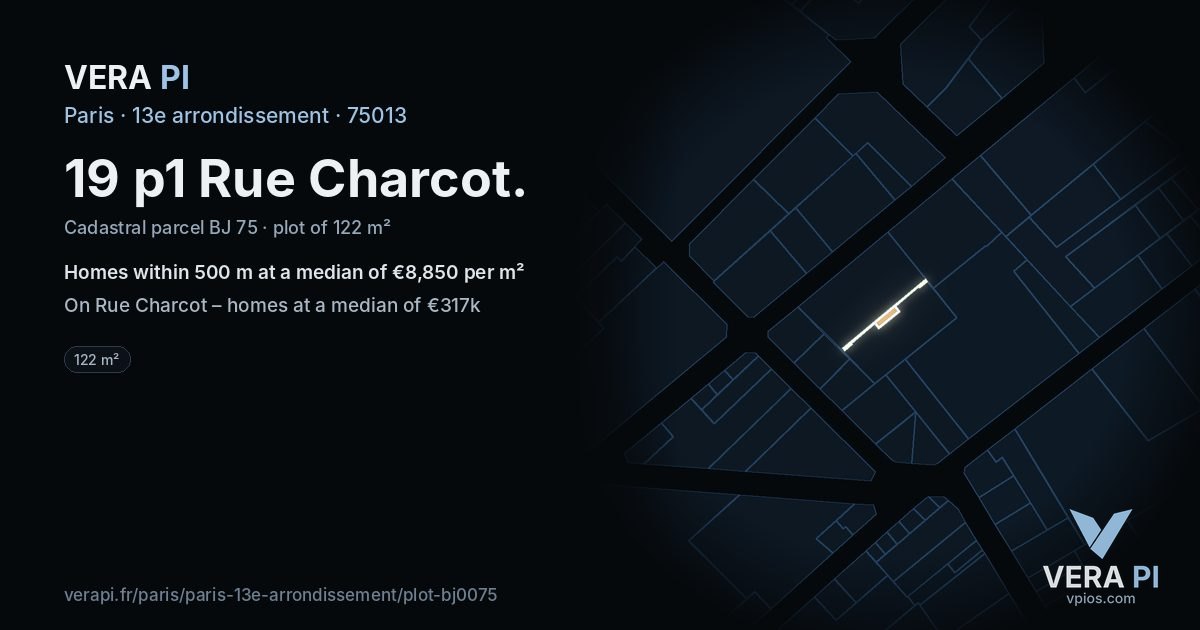 19 p1 Rue Charcot, 13e arrondissement at night – the plot lit, the parcels around coloured by the prices near them