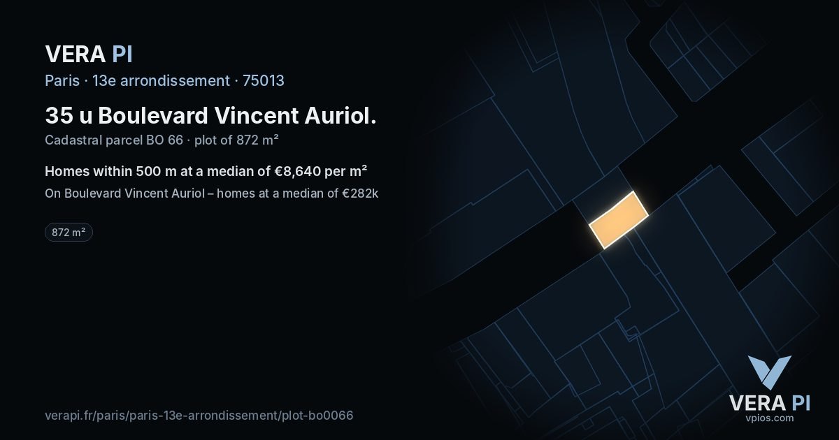 35 u Boulevard Vincent Auriol, 13e arrondissement at night – the plot lit, the parcels around coloured by the prices near them