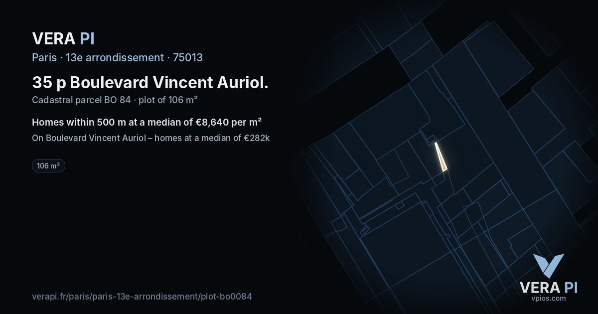 35 p Boulevard Vincent Auriol, 13e arrondissement at night – the plot lit, the parcels around coloured by the prices near them