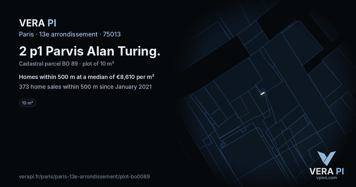 2 p1 Parvis Alan Turing, 13e arrondissement at night – the plot lit, the parcels around coloured by the prices near them