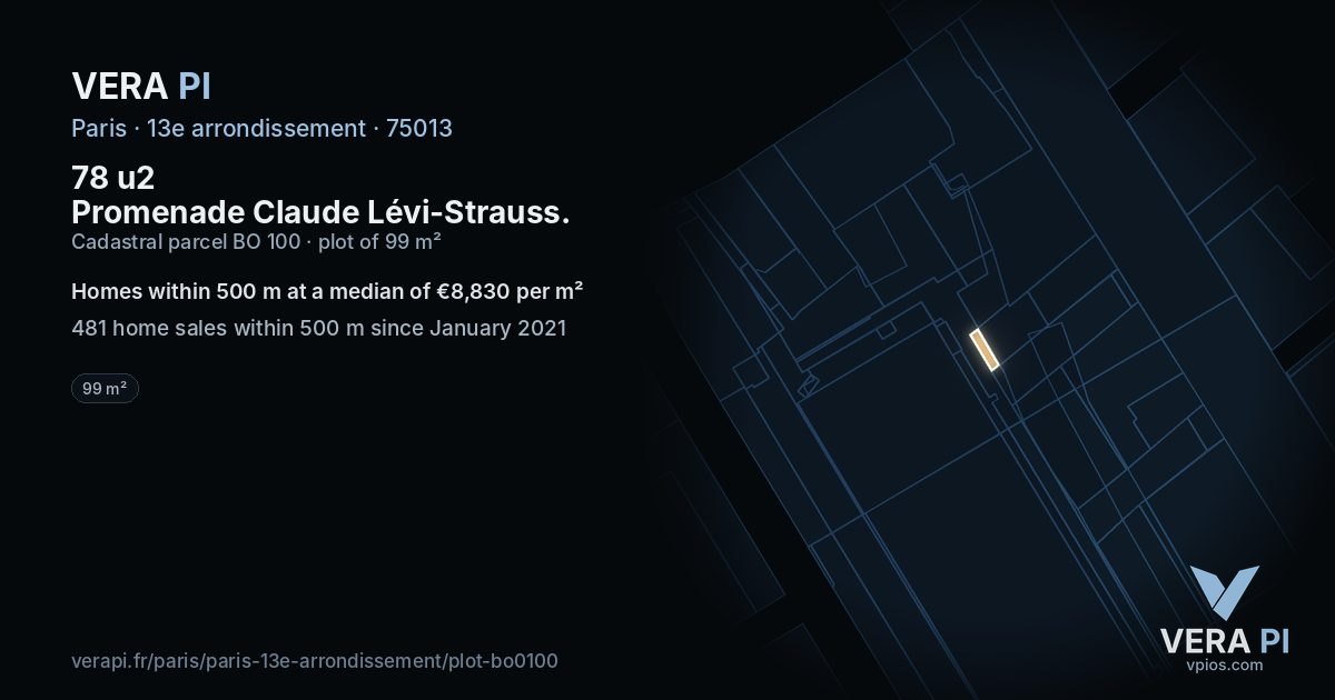 78 u2 Promenade Claude Lévi-Strauss, 13e arrondissement at night – the plot lit, the parcels around coloured by the prices near them