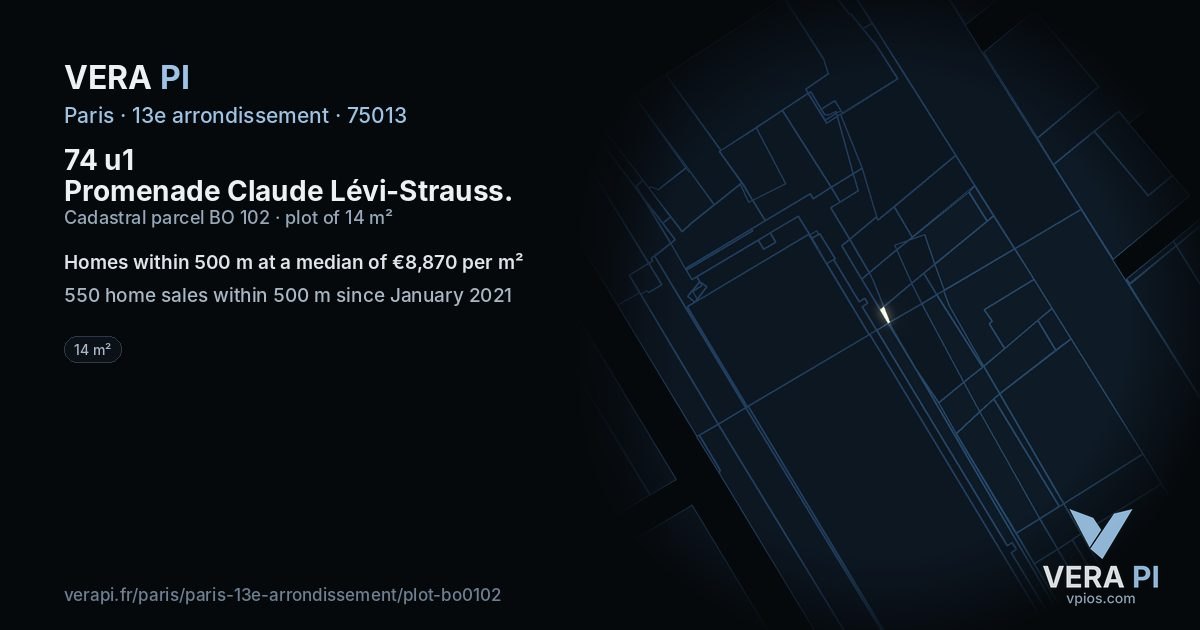 74 u1 Promenade Claude Lévi-Strauss, 13e arrondissement at night – the plot lit, the parcels around coloured by the prices near them