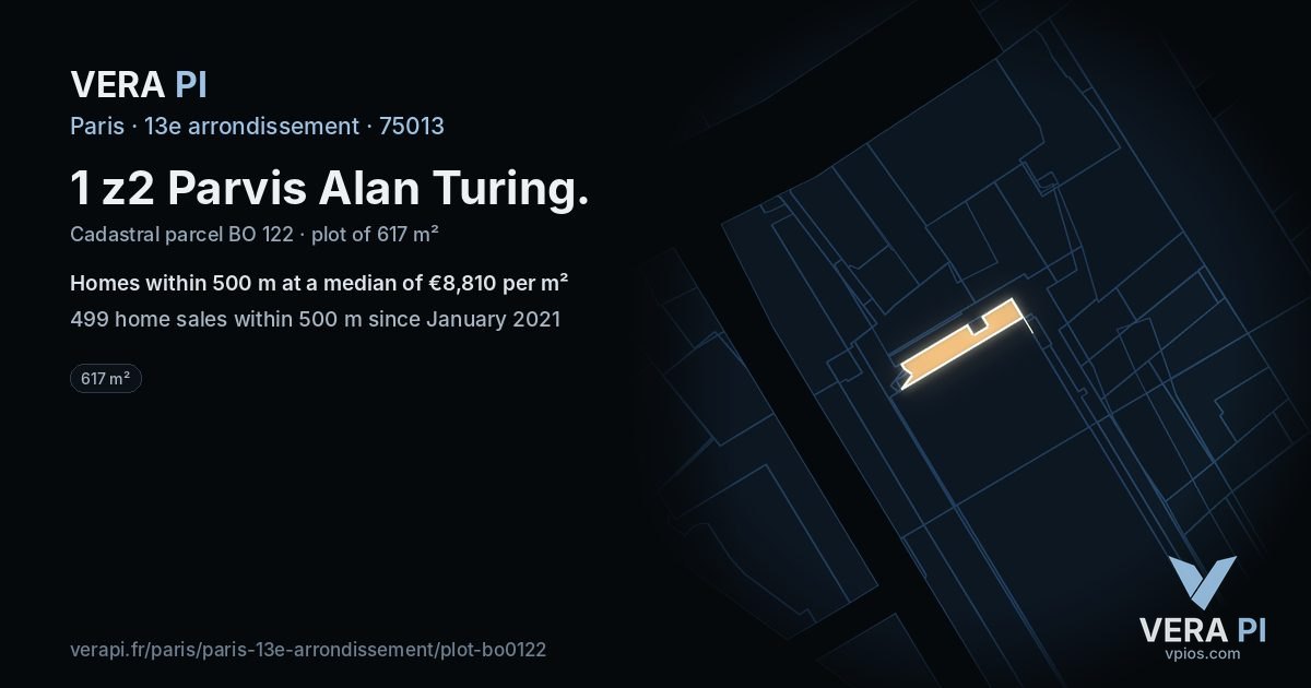 1 z2 Parvis Alan Turing, 13e arrondissement at night – the plot lit, the parcels around coloured by the prices near them