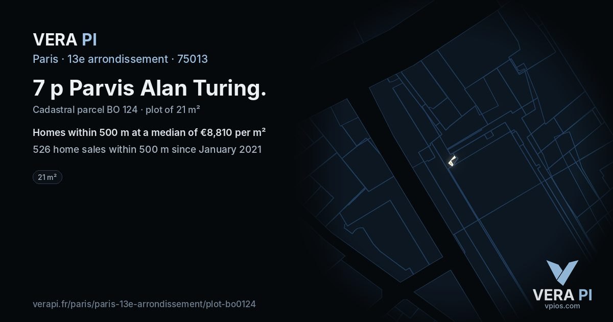 7 p Parvis Alan Turing, 13e arrondissement at night – the plot lit, the parcels around coloured by the prices near them
