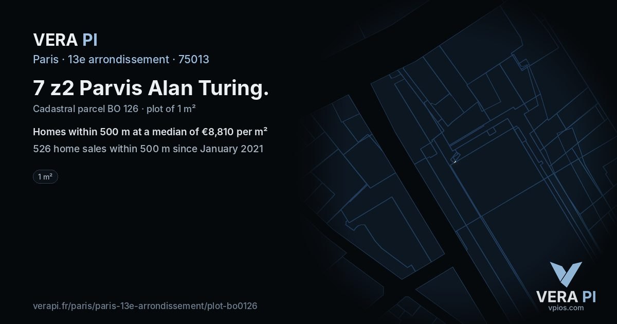 7 z2 Parvis Alan Turing, 13e arrondissement at night – the plot lit, the parcels around coloured by the prices near them
