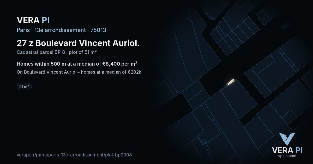 27 z Boulevard Vincent Auriol, 13e arrondissement at night – the plot lit, the parcels around coloured by the prices near them