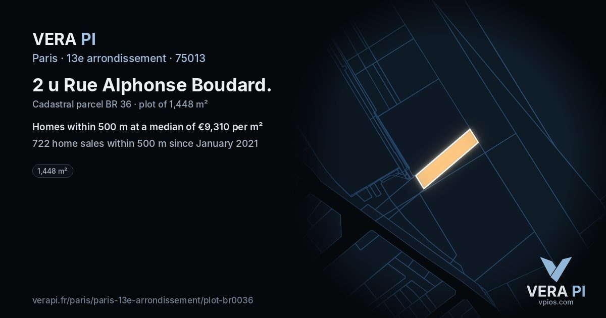 2 u Rue Alphonse Boudard, 13e arrondissement at night – the plot lit, the parcels around coloured by the prices near them