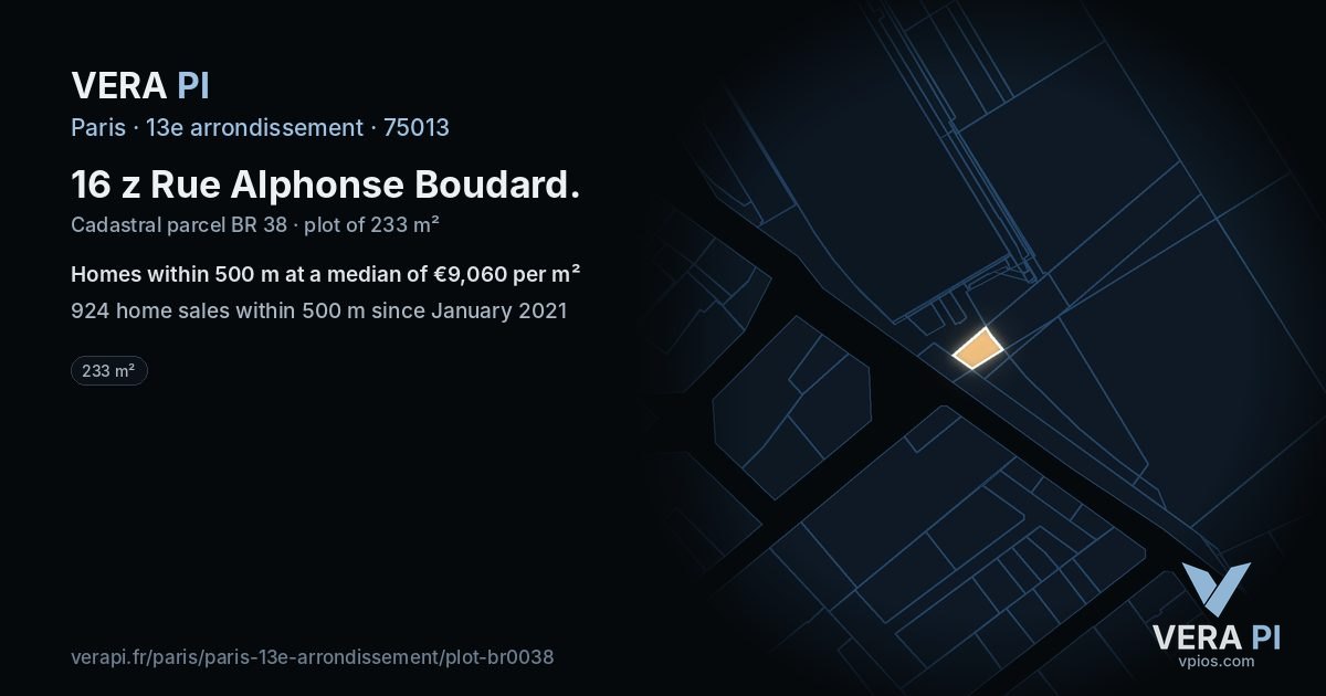 16 z Rue Alphonse Boudard, 13e arrondissement at night – the plot lit, the parcels around coloured by the prices near them