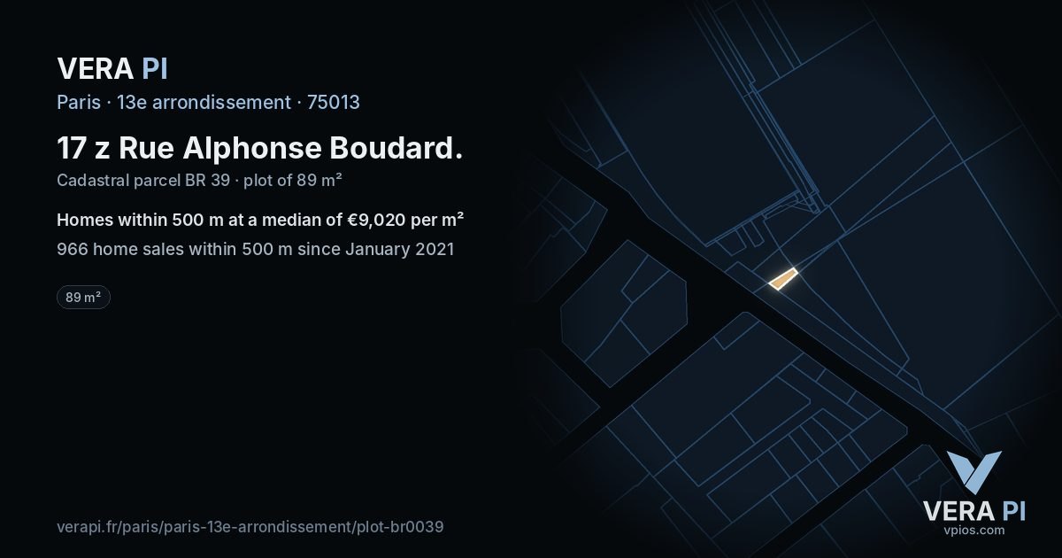 17 z Rue Alphonse Boudard, 13e arrondissement at night – the plot lit, the parcels around coloured by the prices near them