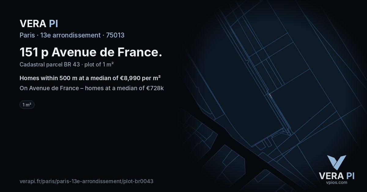 151 p Avenue de France, 13e arrondissement at night – the plot lit, the parcels around coloured by the prices near them