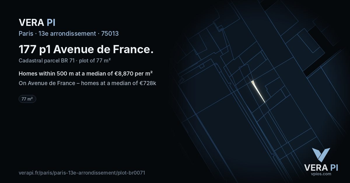 177 p1 Avenue de France, 13e arrondissement at night – the plot lit, the parcels around coloured by the prices near them