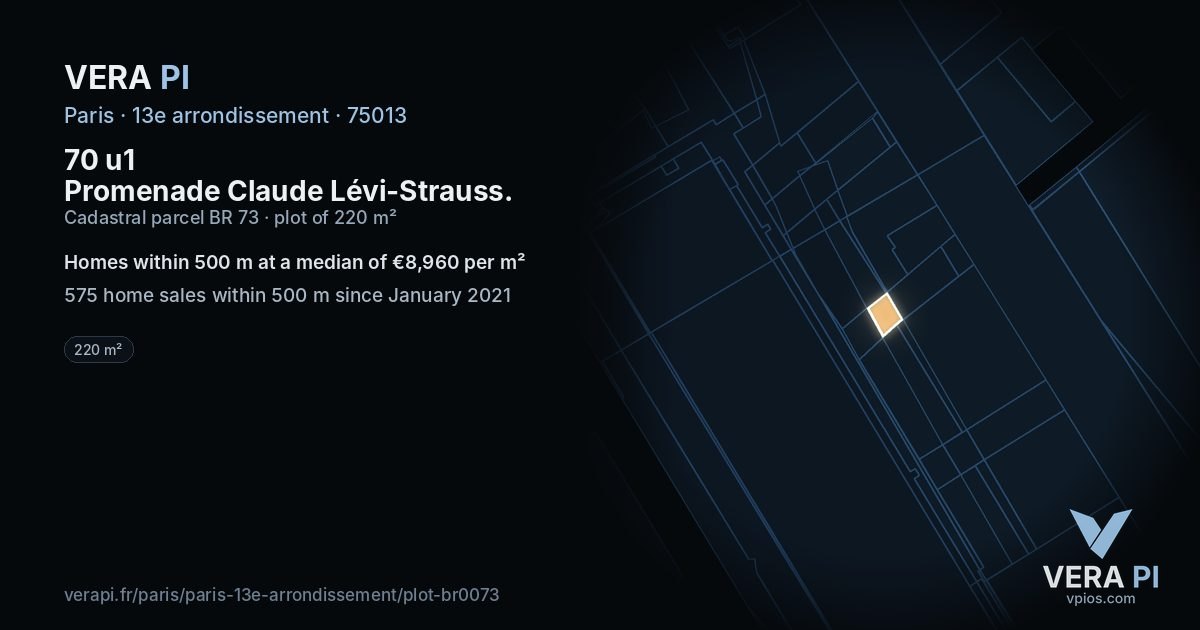 70 u1 Promenade Claude Lévi-Strauss, 13e arrondissement at night – the plot lit, the parcels around coloured by the prices near them