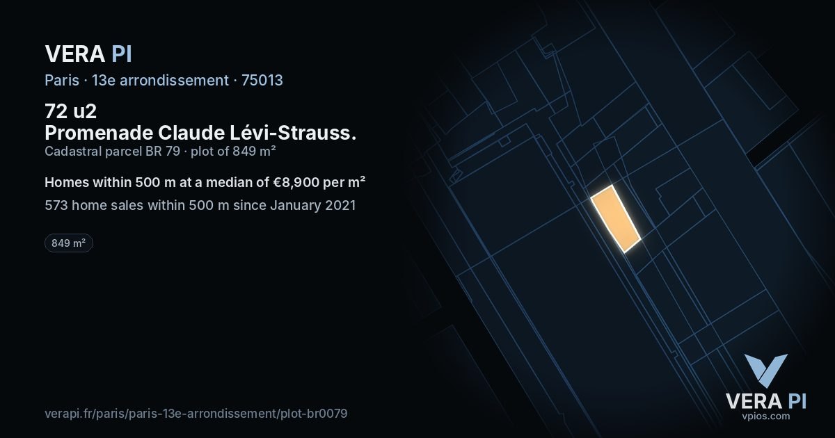 72 u2 Promenade Claude Lévi-Strauss, 13e arrondissement at night – the plot lit, the parcels around coloured by the prices near them