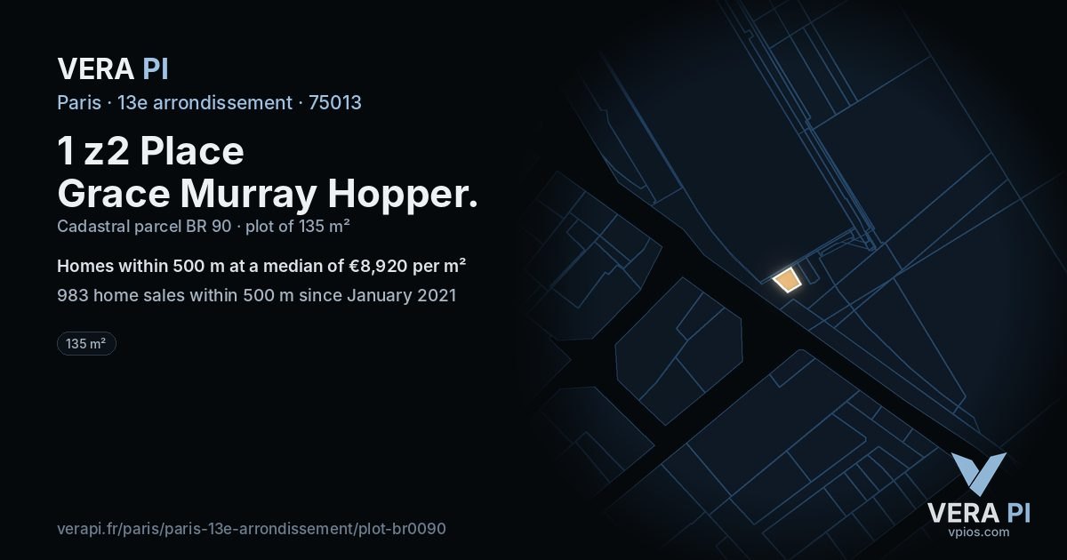 1 z2 Place Grace Murray Hopper, 13e arrondissement at night – the plot lit, the parcels around coloured by the prices near them