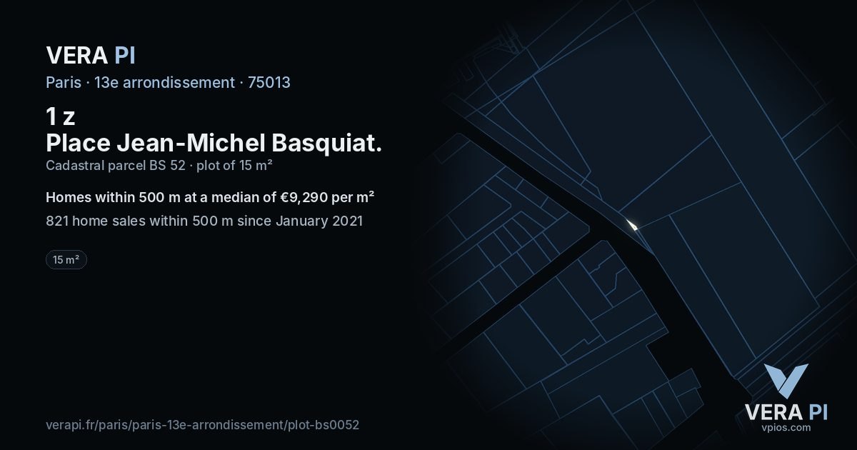1 z Place Jean-Michel Basquiat, 13e arrondissement at night – the plot lit, the parcels around coloured by the prices near them