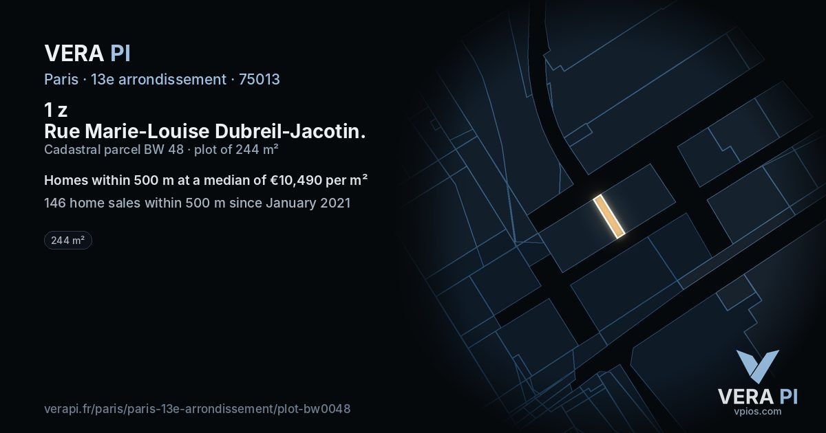 1 z Rue Marie-Louise Dubreil-Jacotin, 13e arrondissement at night – the plot lit, the parcels around coloured by the prices near them