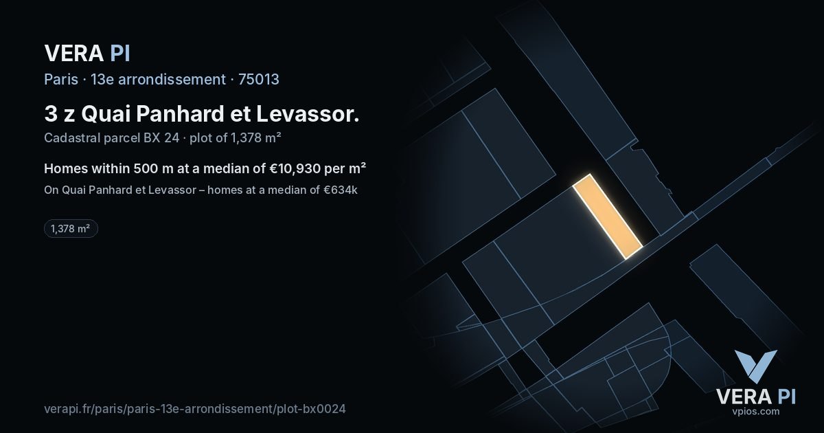 3 z Quai Panhard et Levassor, 13e arrondissement at night – the plot lit, the parcels around coloured by the prices near them