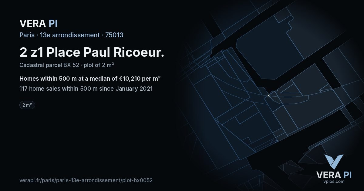 2 z1 Place Paul Ricoeur, 13e arrondissement at night – the plot lit, the parcels around coloured by the prices near them