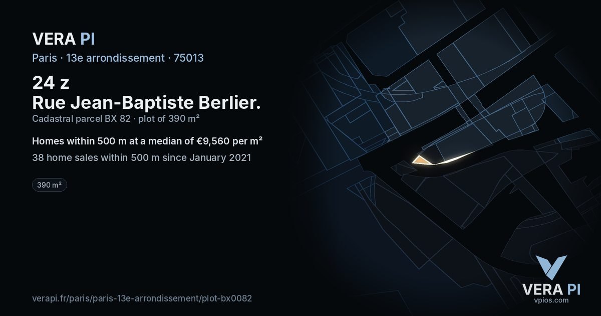 24 z Rue Jean-Baptiste Berlier, 13e arrondissement at night – the plot lit, the parcels around coloured by the prices near them