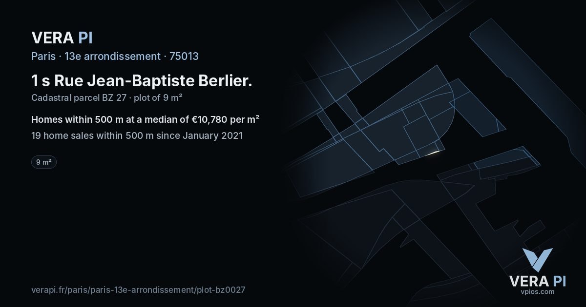 1 s Rue Jean-Baptiste Berlier, 13e arrondissement at night – the plot lit, the parcels around coloured by the prices near them
