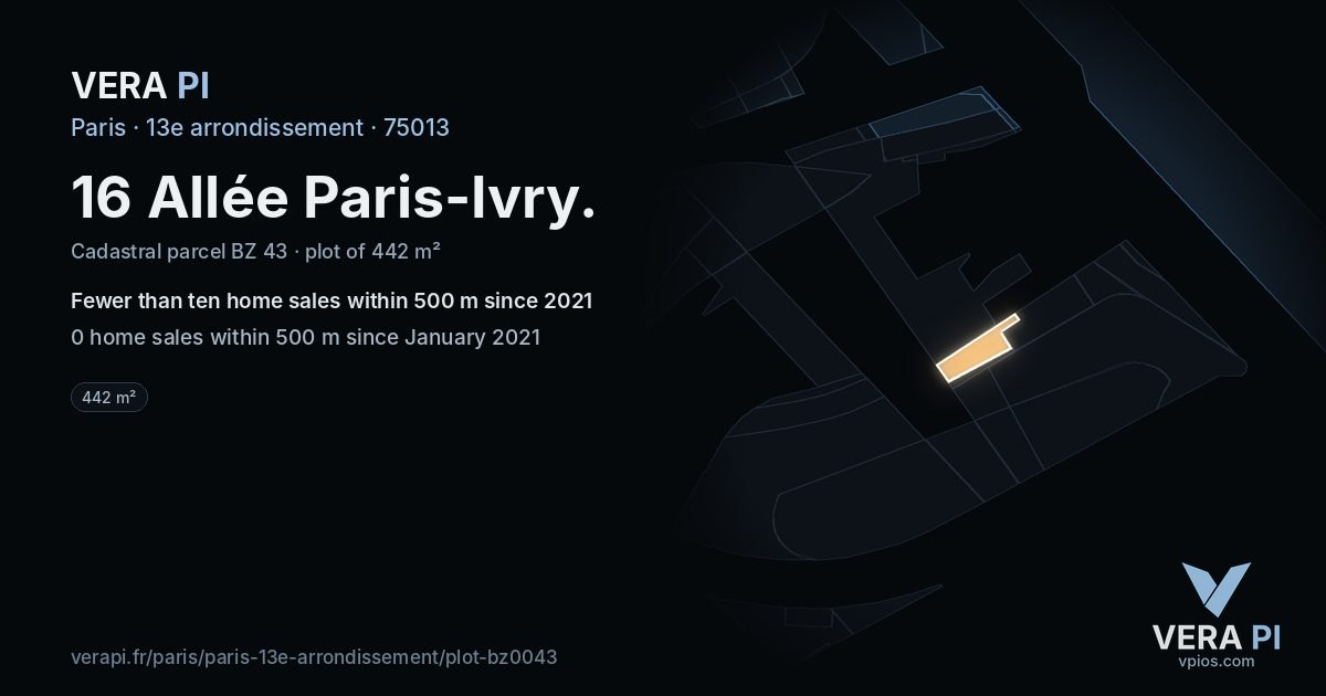 16 Allée Paris-Ivry, 13e arrondissement at night – the plot lit, the parcels around coloured by the prices near them