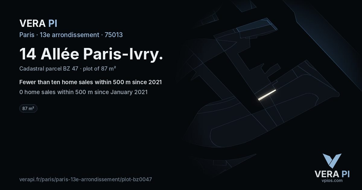 14 Allée Paris-Ivry, 13e arrondissement at night – the plot lit, the parcels around coloured by the prices near them