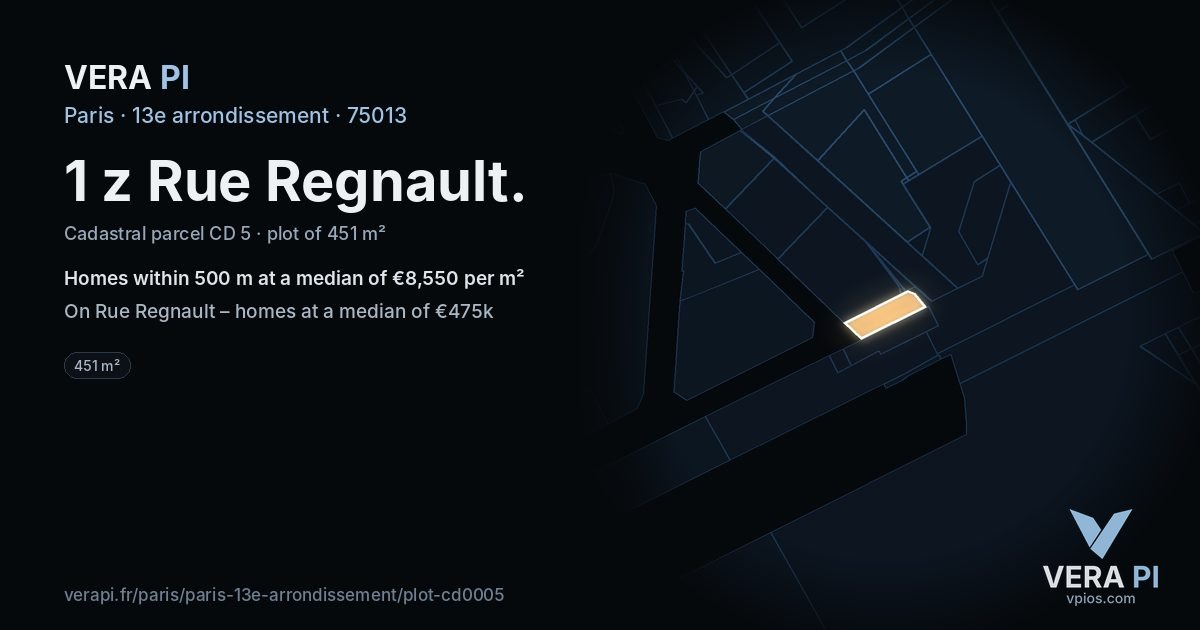 1 z Rue Regnault, 13e arrondissement at night – the plot lit, the parcels around coloured by the prices near them
