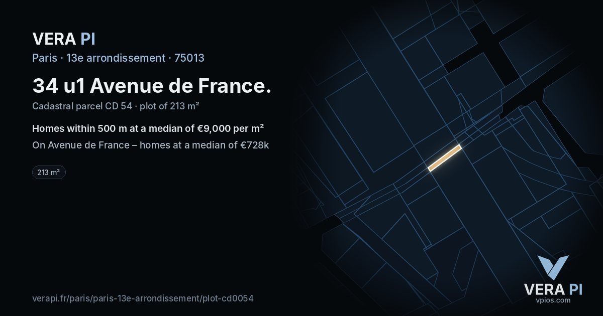 34 u1 Avenue de France, 13e arrondissement at night – the plot lit, the parcels around coloured by the prices near them