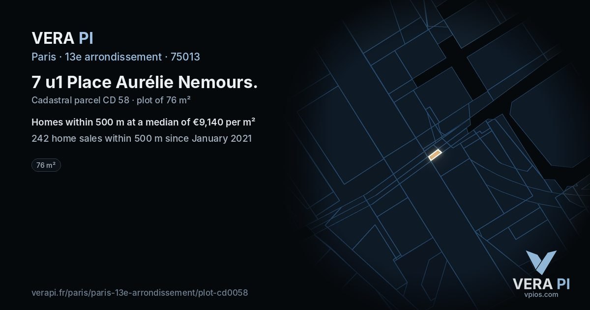 7 u1 Place Aurélie Nemours, 13e arrondissement at night – the plot lit, the parcels around coloured by the prices near them