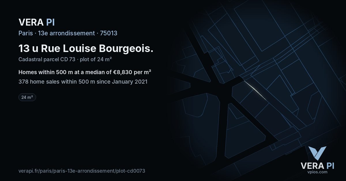 13 u Rue Louise Bourgeois, 13e arrondissement at night – the plot lit, the parcels around coloured by the prices near them