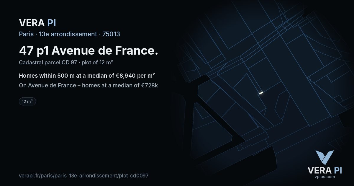 47 p1 Avenue de France, 13e arrondissement at night – the plot lit, the parcels around coloured by the prices near them
